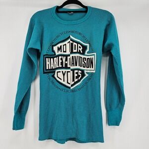 Vintage 1992 Harley‎ Davidson Thermal Shirt Mens L Motorcycle Made USA Pensacola